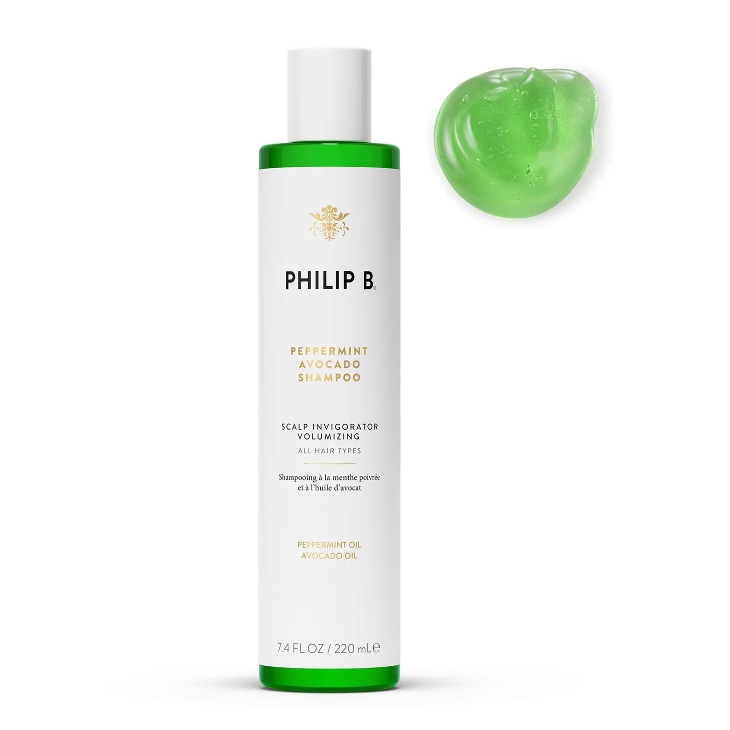 PHILIP B Peppermint Avocado Shampoo 7.4 oz (220 ml) | Volumizing & Clarifying Shampoo Refreshes Scalp and Deep-Cleans Hair