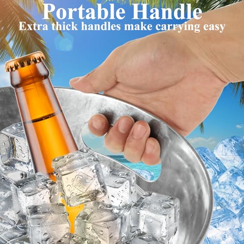 LOPYXBR 4 PCS Galvanized Bucket 3.4 Gallon Ice Buckets for Parties with Carry Handles Stainless Steel Beverage Tub for Par...