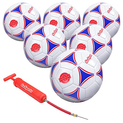 GoSports Premier Soccer Balls - Single or 6 Pack - Sizes 3, 4, 5, with Ball Pump