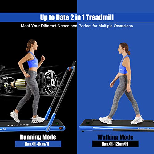 Goplus 2 in 1 Folding Treadmill, 2.25HP Under Desk Electric Superfit Treadmill, Installation-Free with APP Control, Remote...