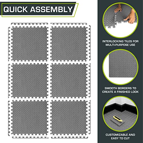 ProsourceFit Puzzle Exercise Mat ½ in, EVA Interlocking Foam Floor Tiles for Home Gym, Mat for Home Workout Equipment, Flo...