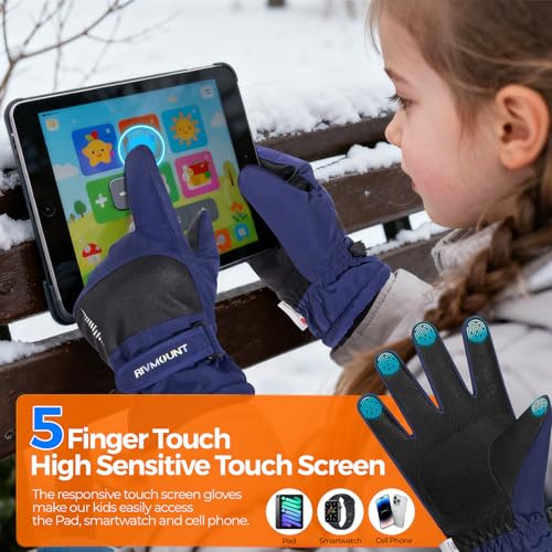 rivmount Kids 3M Winter Ski Snowboarding Snow Gloves Warm Thermal Waterproof Windproof Touchscreen for Boys Girls in Cold ...