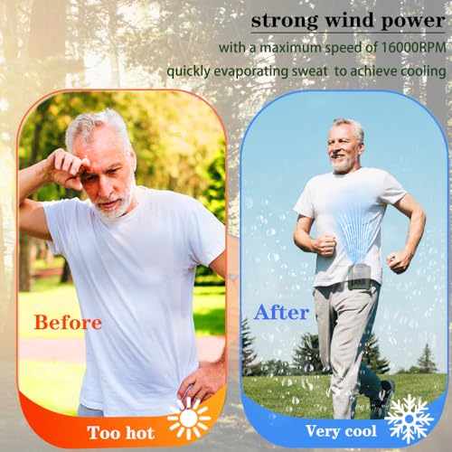 CAZOKASI Personal Fan 10000mAh Waist Portable Rechargeable Wearable Hand Free, 6-40hours Wearable Cooler Fan for Traveling...