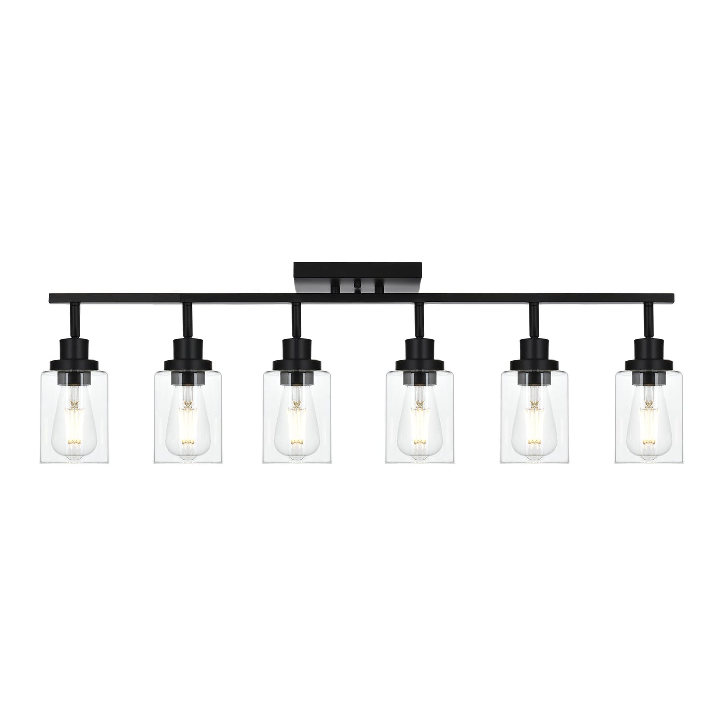 Wanluce 6-Light Track Lighting Kit Black Track Lighting Fixtures Bathroom Wall Sconces Ceiling Mount Kitchen Tracking Lights  Rotatable Spotlight With Clear Glass Shade For Kitchen Shop Hallway