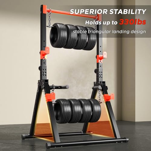 SogesHome Power Tower Dip Station Pull Up Bar for Home Gym, Adjustable & Foldable Multifunction Fitness Workout Station wi...