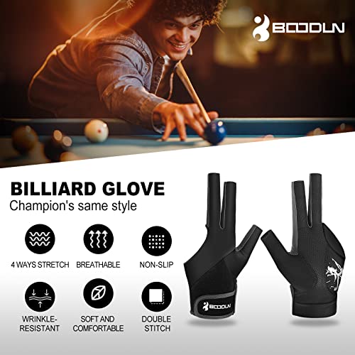 YFY Billiard Pool Gloves for Left Hand 3 Finger, Splicing Process, Snooker Cue Sport Glove Popular Sizes for Men & Women
