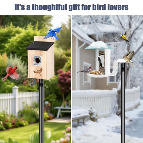 Gtongoko Smart Bird Feeder Pole 1-Inch Dia 79 Inch Bluebird House Pole for Outdoors Weather Station Heavy Duty Metal Mount...