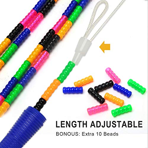 Coolrunner 16 FT Long Jump Rope(2 PACK), Double Dutch Jump Ropes, Soft Beaded Skipping for Kids Adults, Plastic Segmented ...
