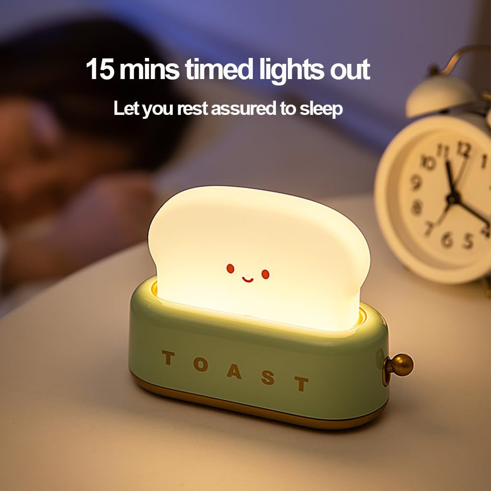 Myratts Led Cute Toaster Lamp  Kawaii Led Toast Bread Night Light  Super Squishy Silicone Usb Rechargeable And Portable Light With Timer  Xmas Ideal Gifts For Baby Kids Girls Teens Teenages