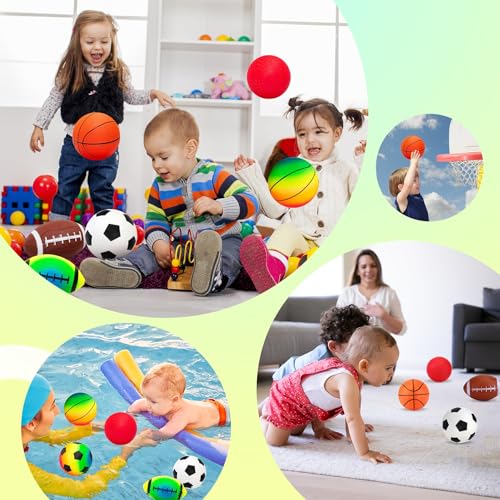 Innotoys Soft Balls for Toddlers Kids 1-3 3-5, Easy to Grip 5" Small Balls 7 Pack, Mini Football Soccer Basketball Playgro...
