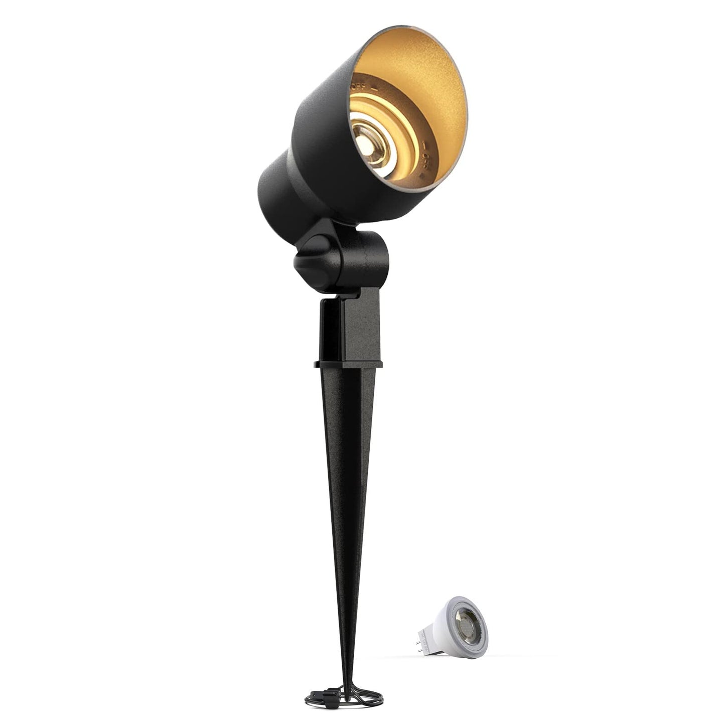 Goodsmann Low Voltage Landscape Flood Light 3W Led 200 Lumen Outdoor Spotlight 3000K Warm White Replaceable Led Outside Hardwired Lighting With Metal Stake Cable Connector Replaceable