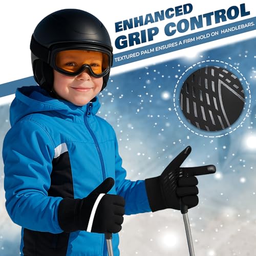 WESTWOOD FOX Kids Winter Thermal Gloves Touch Screen Anti-Slip Children Thickend Warm Windproof Cycling Gloves for Boys & ...