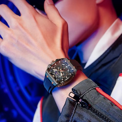 OLEVS Mens Watches Stylish Chronograph Waterproof Luminous Silicon Strap Multifunction Watches for Men Business White Men ...
