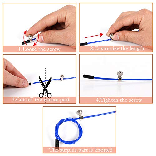 Speed Skipping Rope Adjustable Jumping Rope with Aluminium Alloy Handle and Ball Bearing Tangle-Free Exercise Rope for Hom...