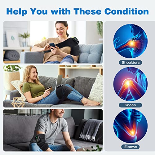 MOAJAZA Cordless Knee Heating Pad with Vibration, FSA or HSA Eligible, Heated Knee Brace Wrap, Heating Pad for Shoulder El...