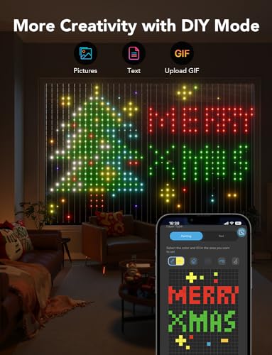 Govee Curtain Lights, Smart LED Color Changing Wall Lights, Dynamic DIY Curtain String Lights for Bedroom Living Room Holi...