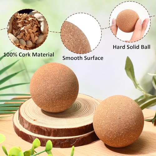 Seenelling 50 Pcs Cork Massage Ball Solid Hard Myofascial Release Yoga Ball for Back Foot Neck Pain Therapy Portable Tissu...