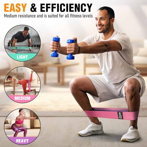 Fabric Resistance Bands for Working Out - Exercise Bands for Women and Men, Booty Bands for Legs and Glute, Yoga, Pilates,...