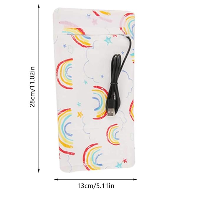 Baby Bottle Keep Warm Cover,Baby Bottle Bags Portable,USB Milk Heat Keeper,Warm Keeper Multifunction Coffee Tea Mug Beverage,Warming Bag for Indoor, Outdoor, Traveling, Driving (Rainbow)