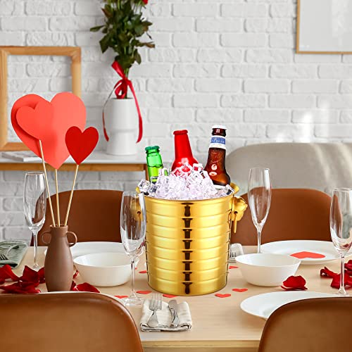 Pinkunn 6 Pack Stainless Steel Champagne Bucket 3 Qt Metal Ice Bucket Double Wall Wine Buckets with Handles Party Beverage...