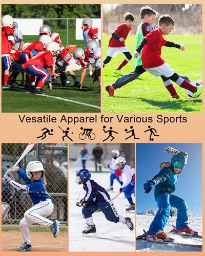 RIKUAOU Youth Boys Thermal Compression Shirts, Fleece Lined Long Sleeve Undershirt, Athletic Base Layer Top Soccer Football