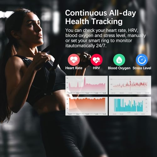 Smart Health Ring for Women Men, Fitness Tracker Ring with Heart Rate, Blood Oxygen, Sleep Tracker, Step Tracker, No Subsc...