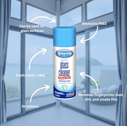 Sprayway Glass Cleaner Foaming Aerosol Spray, 15oz, Pack of 6 | Ammonia-Free, Streakless, Fast-Acting | Cleans & Polishes ...
