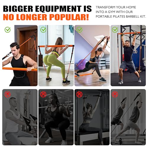 KUTIZE Pilates Bar Kit with Resistance Bands, Pilates Equipment, Multifunctional Pilates Bar for Women & Men, Pilates kit ...