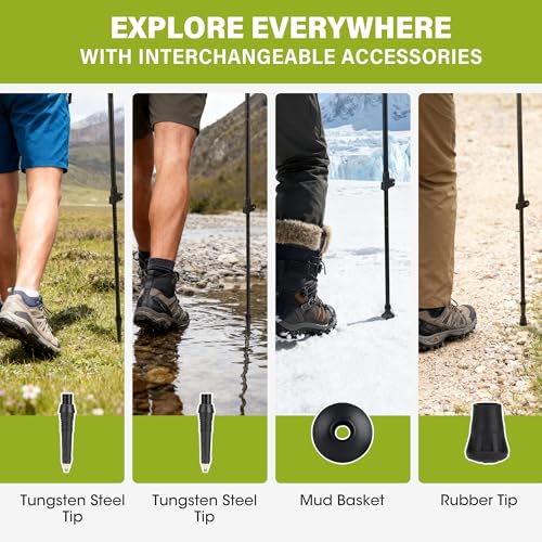 Alocs Lightweight Walking Stick - 7075 Aluminum Hiking Stick - Collapsible Trekking Hiking Pole with Flip Locks and EVA Gr...