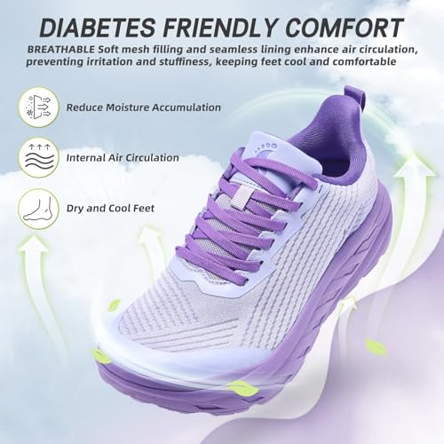 Women's Orthopedic Diabetic Wide Running Shoes: Comfortable Casual Arch Support Plantar Fasciitis Fashion Sneakers, High A...