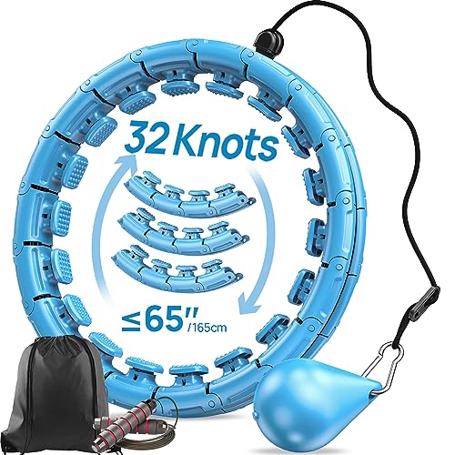 APzek Weighted Exercise Hoop Plus Size, 32 Detachable Knots for Adults & Beginners, 2 in 1 Abdomen Fitness Massage Non Fal...