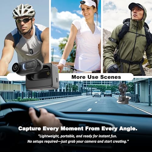 Catchallway 4K Mini Body Camera Action Cam with Audio & Video Recording -128G Thumb Size Hands Free Body Worn Cameras - We...