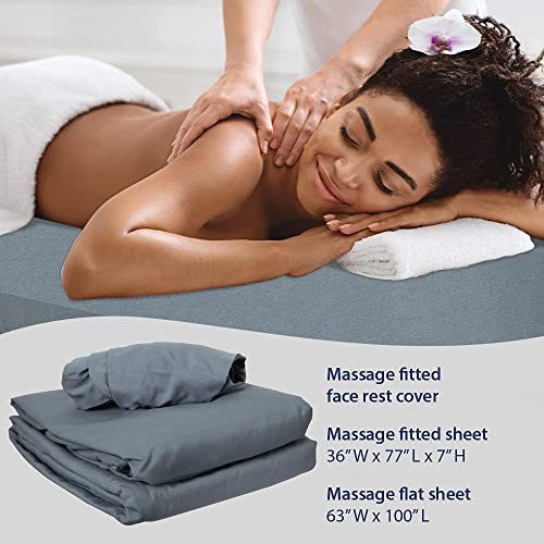 ForPro Professional Collection Premium Microfiber 3-Piece Massage Sheet Set, Cool Grey, Ultra-Light, Stain, and Wrinkle-Re...