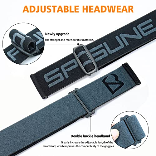 SPOSUNE Ski & Snow Goggles - Windproof, Anti-Fog, UV Protection for Men & Women - Dirt Bike, Motorcycle, ATV, Off-Road, OTG