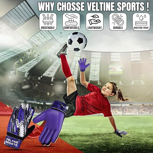 Veltine Sports Soccer Goalie Gloves for Kids Boys Children,Youth & Adult Football Goalkeeper Gloves with Double Wrist Prot...