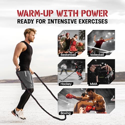 Yes4All Weighted Jump Rope, 2.8LB Heavy Skipping Rope with Anti-Slip Double Layer Handle & Protective Sleeve for Fitness, ...