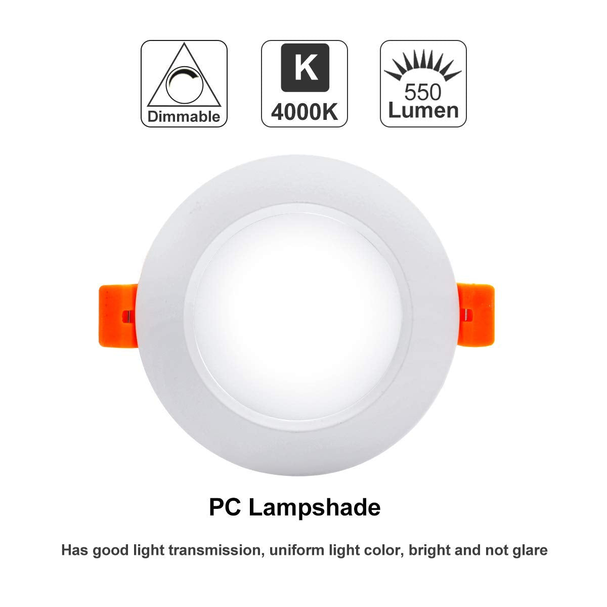 YGS-Tech LED Recessed Lighting Downlight 7W, 4000K Natural White, 3.5 Inch, Metal, Dimmable, 10 Pack, Model YGS-D