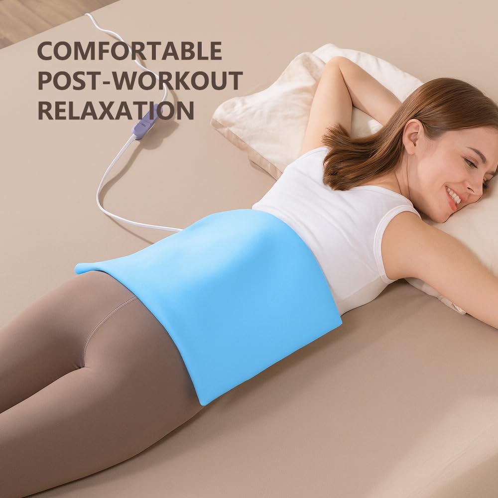 Boncare® Stay-On Small Vinyl Electric Heating Pad for Neck and Shoulders and Back Without Auto-Off, Low & High Heat Levels, Waterproof Hot Heat Pad with Washable Cover (12"x15", 1-Pack)