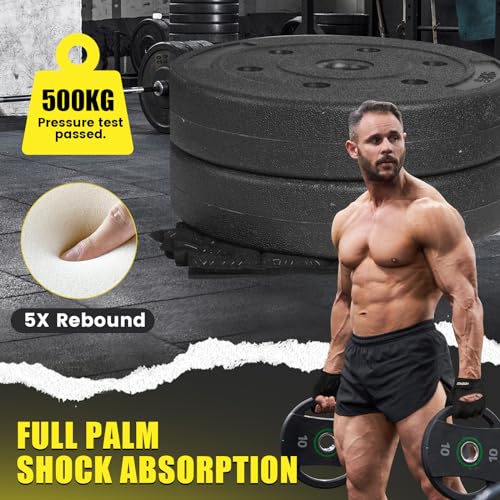 HOZMOZ Ventilated Weight Lifting Gloves, Thick Padded Workout Gym Gloves with Full Palm Protection & Grip & Shock Absorpti...