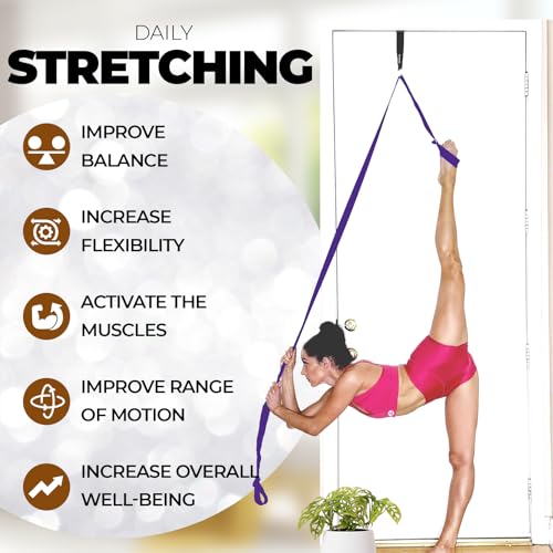 Pilates Stretching Strap with Door Anchor - Flexibility Equipment for Pilates Practitioners - Ideal for Improving Leg Flex...