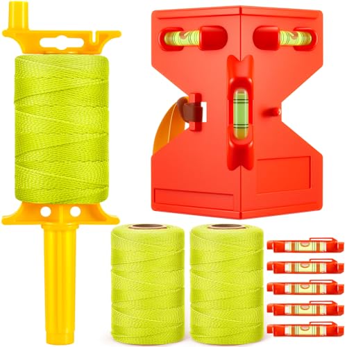 Amylove 3 Rolls Mason Line String with 1 Post & 1 Pipe Level & 5 Line Levels, #18 500 Feet Braided Construction Nylon Twin...