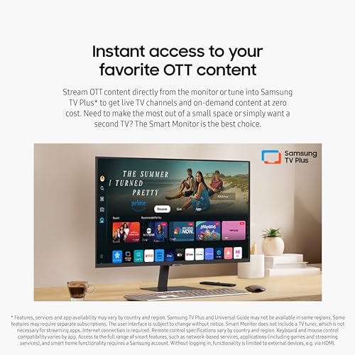 SAMSUNG 27-Inch M5 (M50D) Series FHD Smart Monitor with Streaming TV, Speakers, HDR10, Gaming Hub, Multiple Ports, Workout...