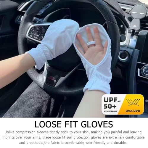 OULIGET Hand Sun Protection Gloves for Women Loose Fit,UV Protector Breathable Comfortable Fingerless Gloves for Women Men...