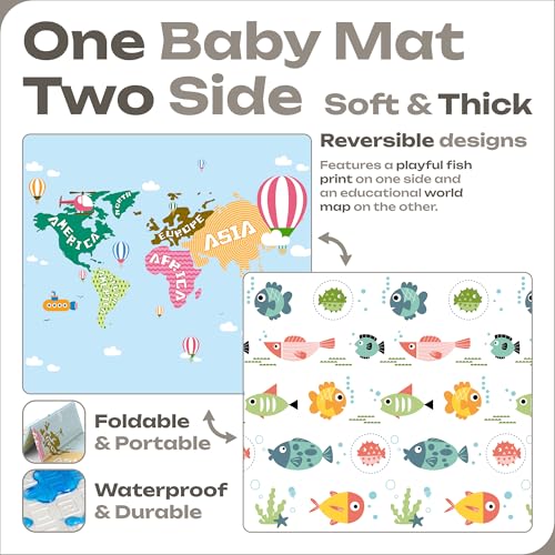 Baby Play Mat 79 x 71 Inch, Extra Large Foldable Play Mats for Babies and Toddlers, Foam Play Mat for Floor Travel Bag