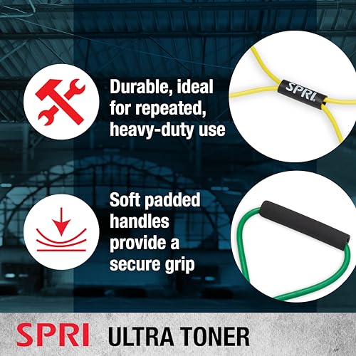 SPRI Ultra Toner Figure 8 Resistance Band with Padded Handles Great for Stretch, Exercise, Fitness Training, Yoga, Resista...