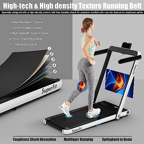 Goplus 2 in 1 Folding Treadmill, 2.25HP Superfit Under Desk Electric Treadmill, Installation-Free with Remote Control, APP...