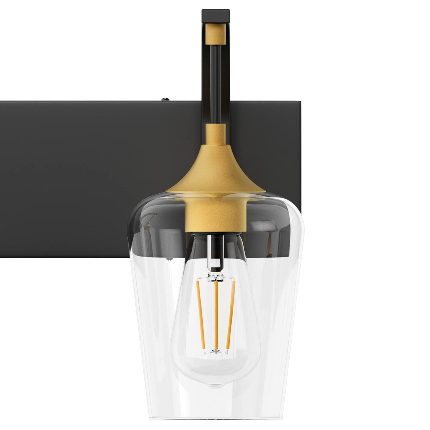Ralbay Black/Gold Vanity Light 2 Lights Industrial Bathroom Light Fixtures Over Mirror With Clear Glass Black Bathroom Wall Mount Lighting Sconce