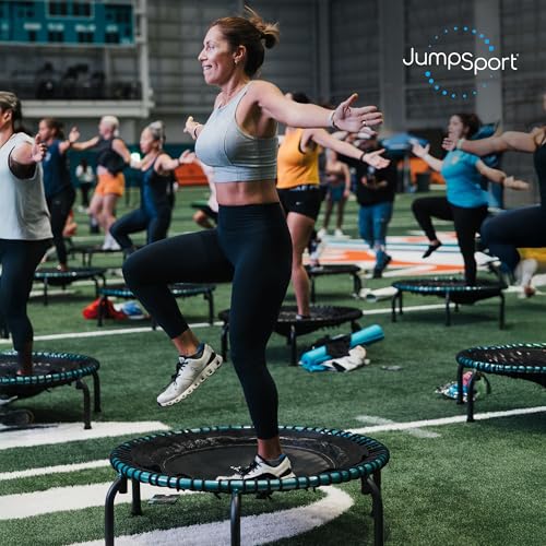 JumpSport 350 PRO Fitness Trampoline, Cardio Workout, No-Tip Arched Legs Home Gym Equipment, Adjustable Bungees & 60 Day T...