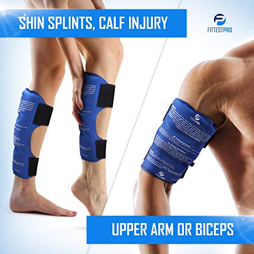 Shin Splint Ice Packs, HSA and FSA Eligible Reusable Hot and Cold Therapy Wrap | Leg or Calf Pain Relief | Advanced Soft G...