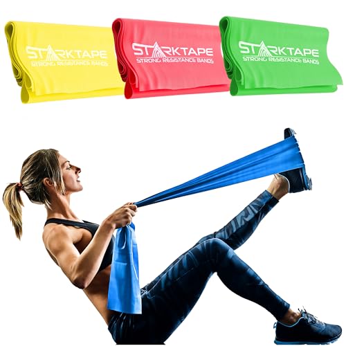 Starktape Resistance Bands Set. 3 or 5 Pack Non-Latex Physical Therapy, Professional Elastic Band. Perfect for Home Exerci...